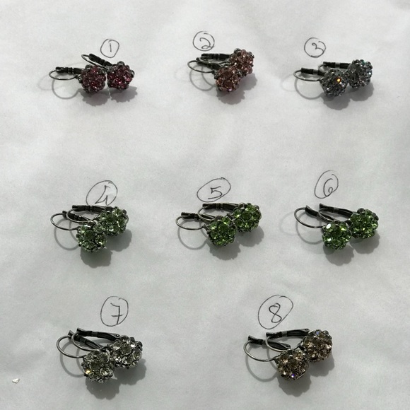 Half Ball Lever Back Swarovski Crystal Earrings - Picture 3 of 4